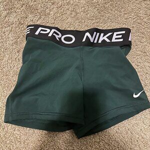 Nike Pro Womens 3" Shorts XS Dark Green